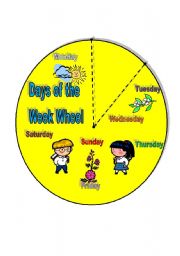 English Worksheet: Days of the Week Wheel