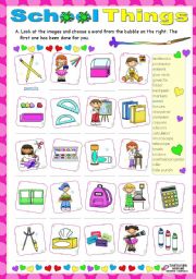 English Worksheet: School things