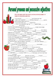 English Worksheet: Personal pronouns and possessive adjectives