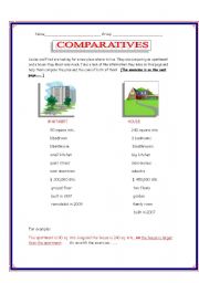 English Worksheet: COMPARATIVES ( 1 OR MORE SYLLABLE ADJECTIVES) 2 SHEETS -WITH KEY