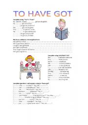 English Worksheet: TO HAVE GOT WORKSHEET