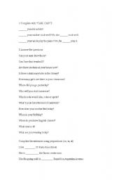 English Worksheet: auxiliaries, verb to be