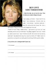 English Worksheet: BON JOVI - MISUNDERSTOOD