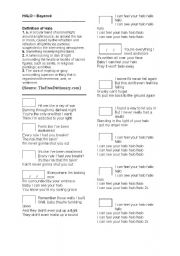 English worksheet: Activity with the song Halo