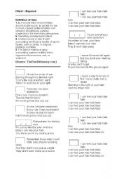 English Worksheet: Activity with the song Halo