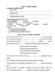 English Worksheet: dates