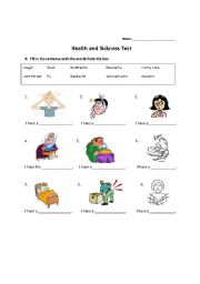 English Worksheet: Sickness and Remedies Test