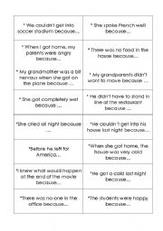 English Worksheet: Past Perfect matching card game