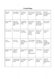 English Worksheet: People Bingo