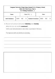 English Worksheet: Writing on Days of the Week