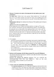 English worksheet: life events