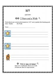 English Worksheet: Two Stars and A Wish - ICT