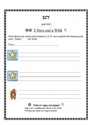 English worksheet: Two Stars and A Wish - ICT