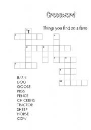English worksheet: crossword