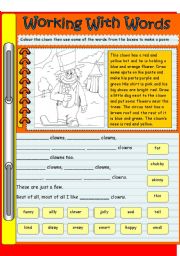 English Worksheet: Working with words