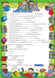 English Worksheet: Simple present verb quiz
