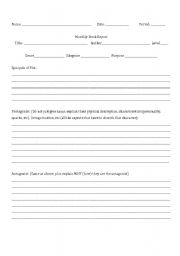 English Worksheet: Book Report Format