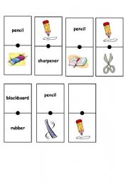 English Worksheet: Domino Classroom Objects
