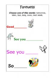 English worksheet: FAREWELLS