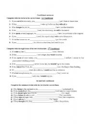 English Worksheet: Conditionals type 1 and 2