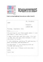 English worksheet: Identities- Understanding personal information