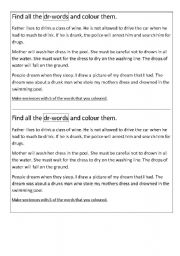 English worksheet: Find all the dr-words- English Phonics