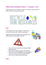 English Worksheet: Reading Material on Recycling