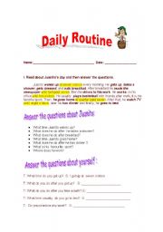 English Worksheet: daily activities