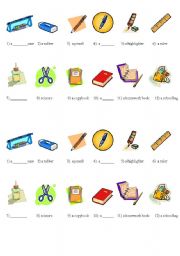 English Worksheet: basic school things