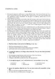 English Worksheet: Teens secrets