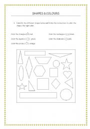 English Worksheet: shapes & colours