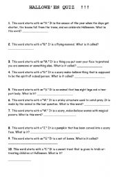 English Worksheet: Halloween quiz