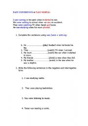 English worksheet: PAST SIMPLE VS PAST CONTINUOUS