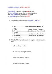 English Worksheet: PAST SIMPLE VS PAST CONTINUOUS
