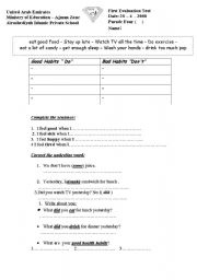 English worksheet: health habits