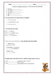 English Worksheet: TEST TO BE