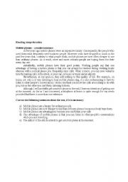 English Worksheet: READING COMPREHENSION