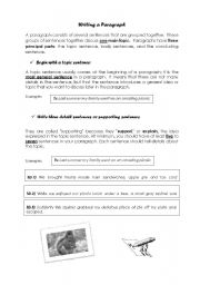 English Worksheet: How to write a paragraph