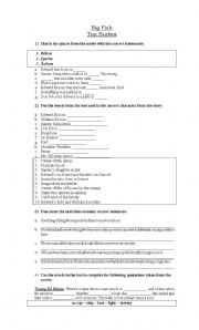 English Worksheet: Big Fish - Tim Burton