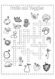 English Worksheet: fruits and veggies