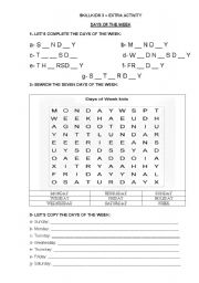 English Worksheet: days of the week