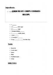 English Worksheet: Lets cook! - Chocolate chips cookies