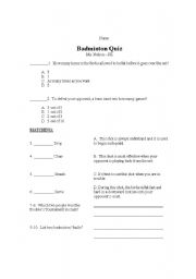 English worksheet: Badminton 
