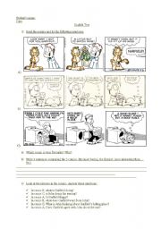 Comic (Garfield) present simple and continuous