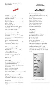 English Worksheet: dont speak - sing along