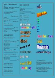 English Worksheet: SONG: U2 - With Or Without You