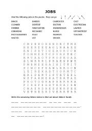 English Worksheet: Jobs Wordfind