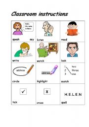 English Worksheet: Classroom instructions