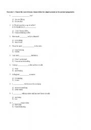 English worksheet: Simple Present vs. Present Progressive