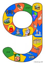 English Worksheet: New Alphabet Tracks: letter g in full color, black and white and blank.